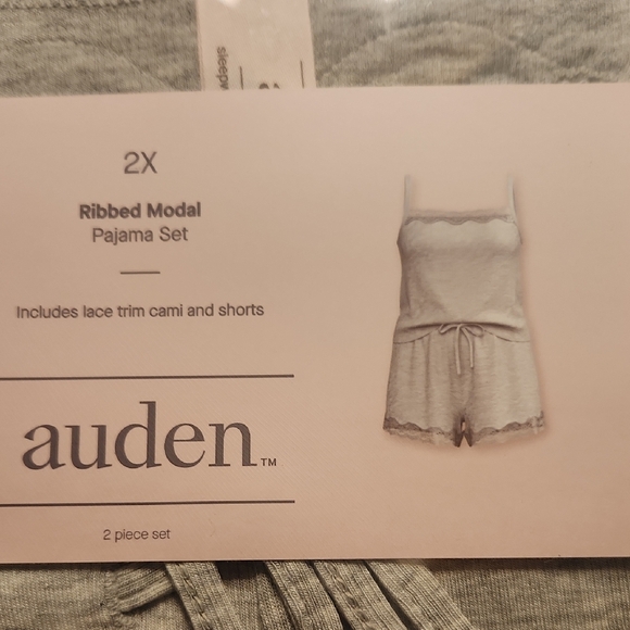 Auden Women's Light Gray Ribbed Pajama Set - Picture 2 of 3